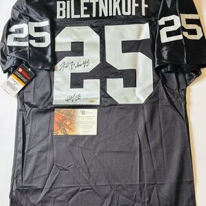 Oakland Raiders Fred Biletnikoff #25 Wilson Signed Jersey Black Silver XL